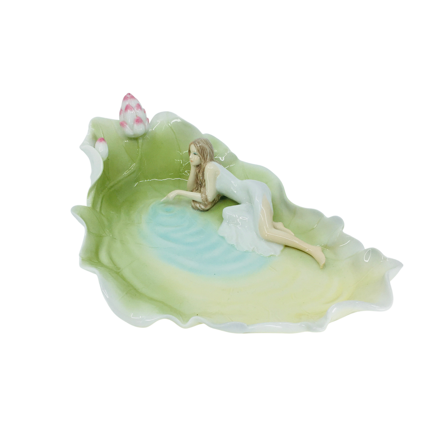 Veronese Lotus Yaprağında Peri Kızı Figürlü Dekoratif Takı Tabağı - AP20263A