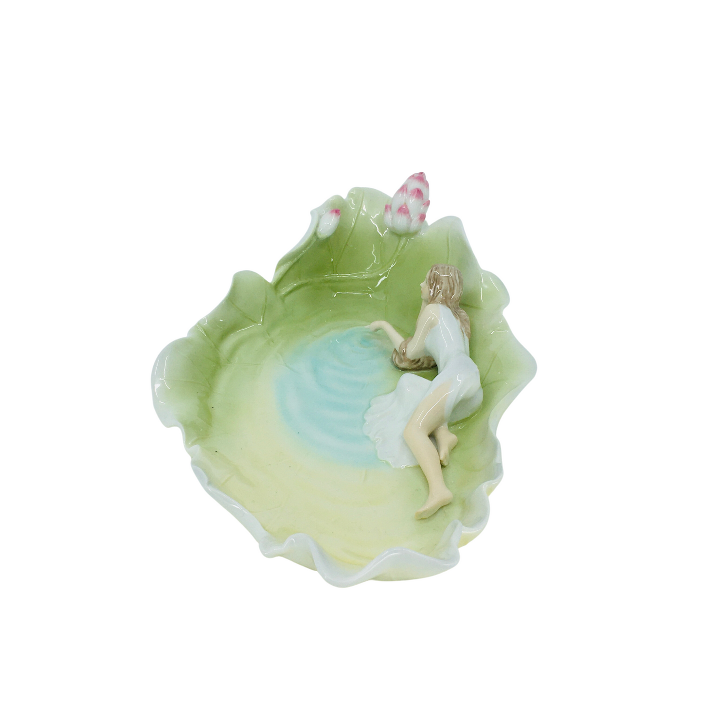 Veronese Lotus Yaprağında Peri Kızı Figürlü Dekoratif Takı Tabağı - AP20263A