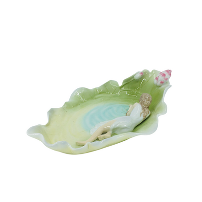 Veronese Lotus Yaprağında Peri Kızı Figürlü Dekoratif Takı Tabağı - AP20263A