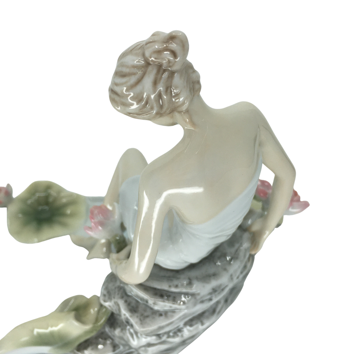 Decorative Porcelain Jewelry Plate with Lotus Flower and Nymph Figure