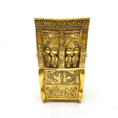 Tutankhamun Tahtı Kapaklı Dekoratif Gold Mücevher Kutusu
