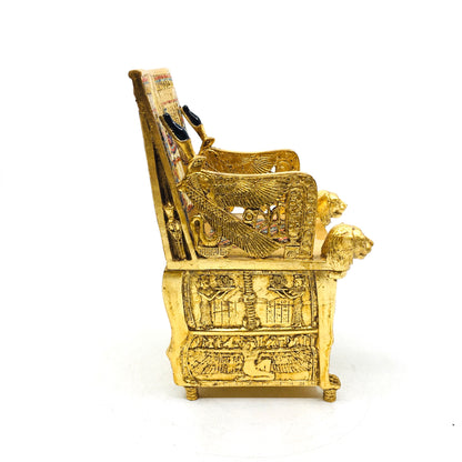 Tutankhamun Tahtı Kapaklı Dekoratif Gold Mücevher Kutusu