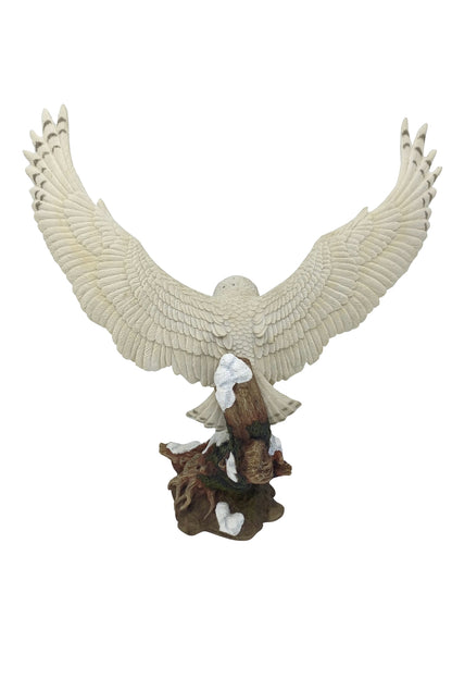 Veronese Kanatları Açık Kar Baykuşu Heykeli - 34 CM Büyük Boy