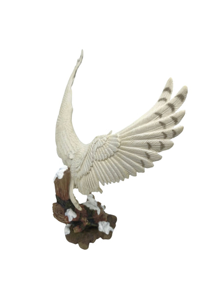 Veronese Kanatları Açık Kar Baykuşu Heykeli - 34 CM Büyük Boy