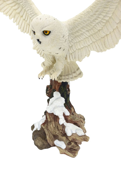 Veronese Kanatları Açık Kar Baykuşu Heykeli - 34 CM Büyük Boy