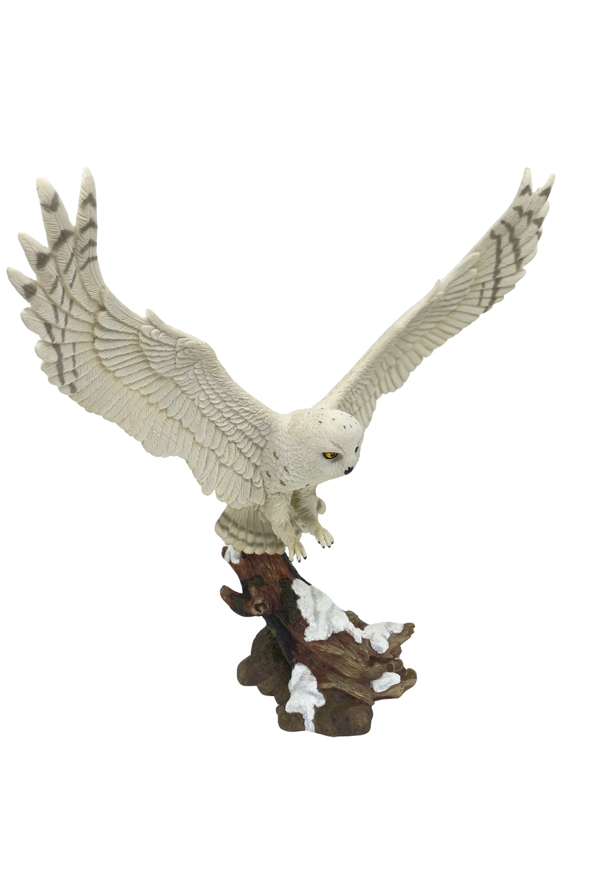 Veronese Kanatları Açık Kar Baykuşu Heykeli - 34 CM Büyük Boy