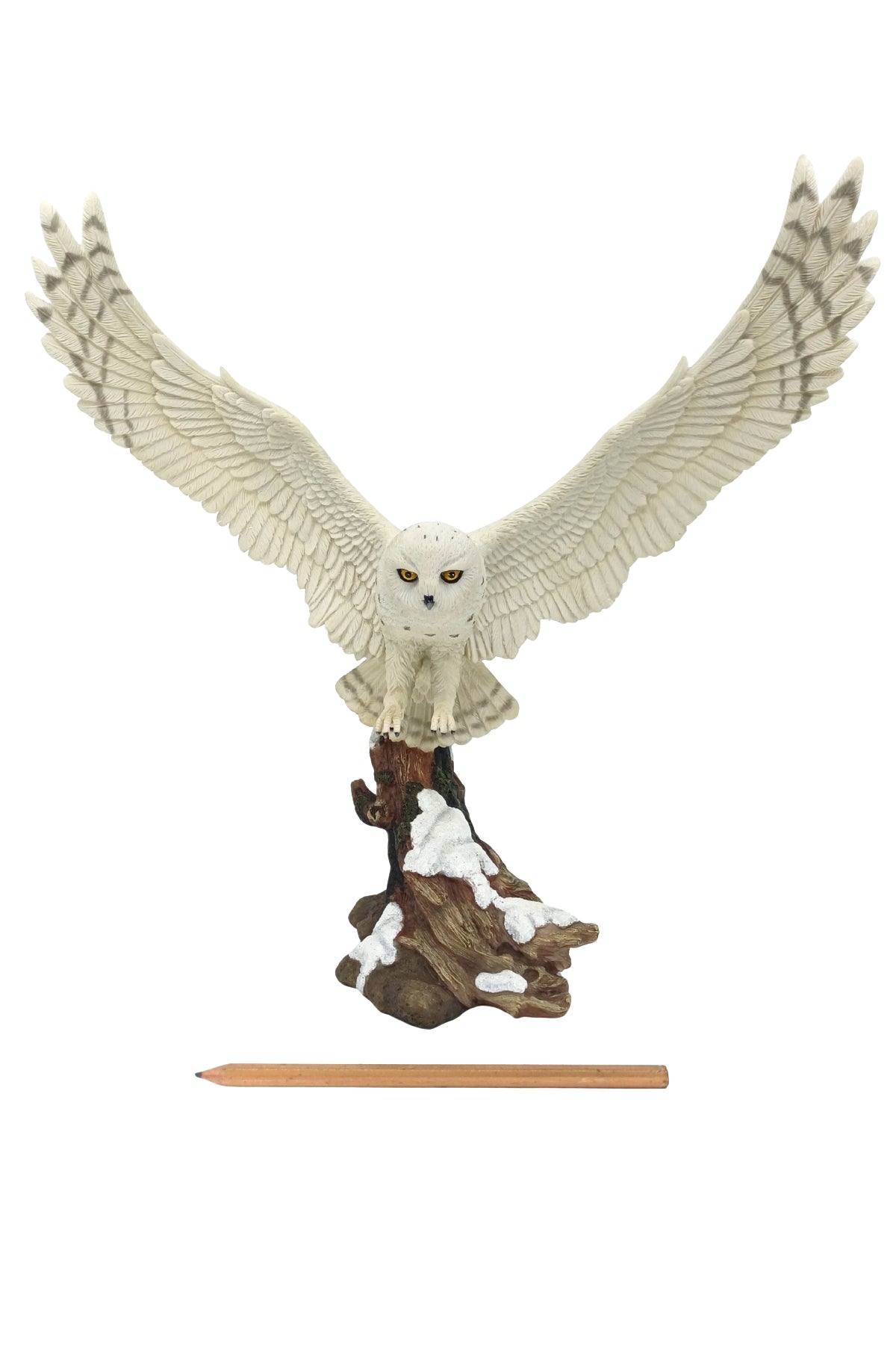 Veronese Kanatları Açık Kar Baykuşu Heykeli - 34 CM Büyük Boy