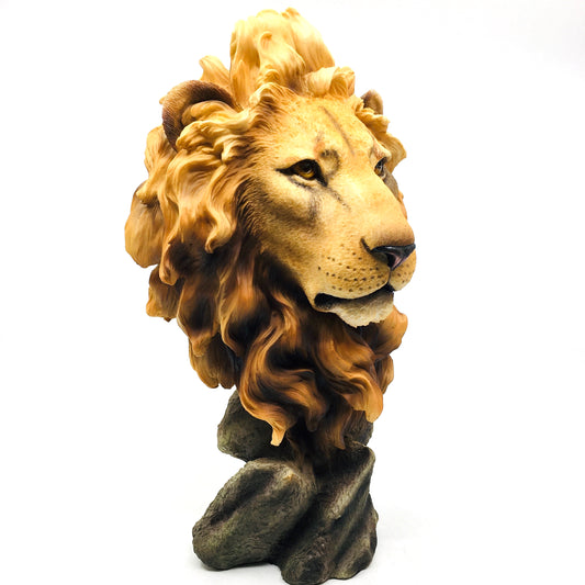 Male Maned Lion Head Bust