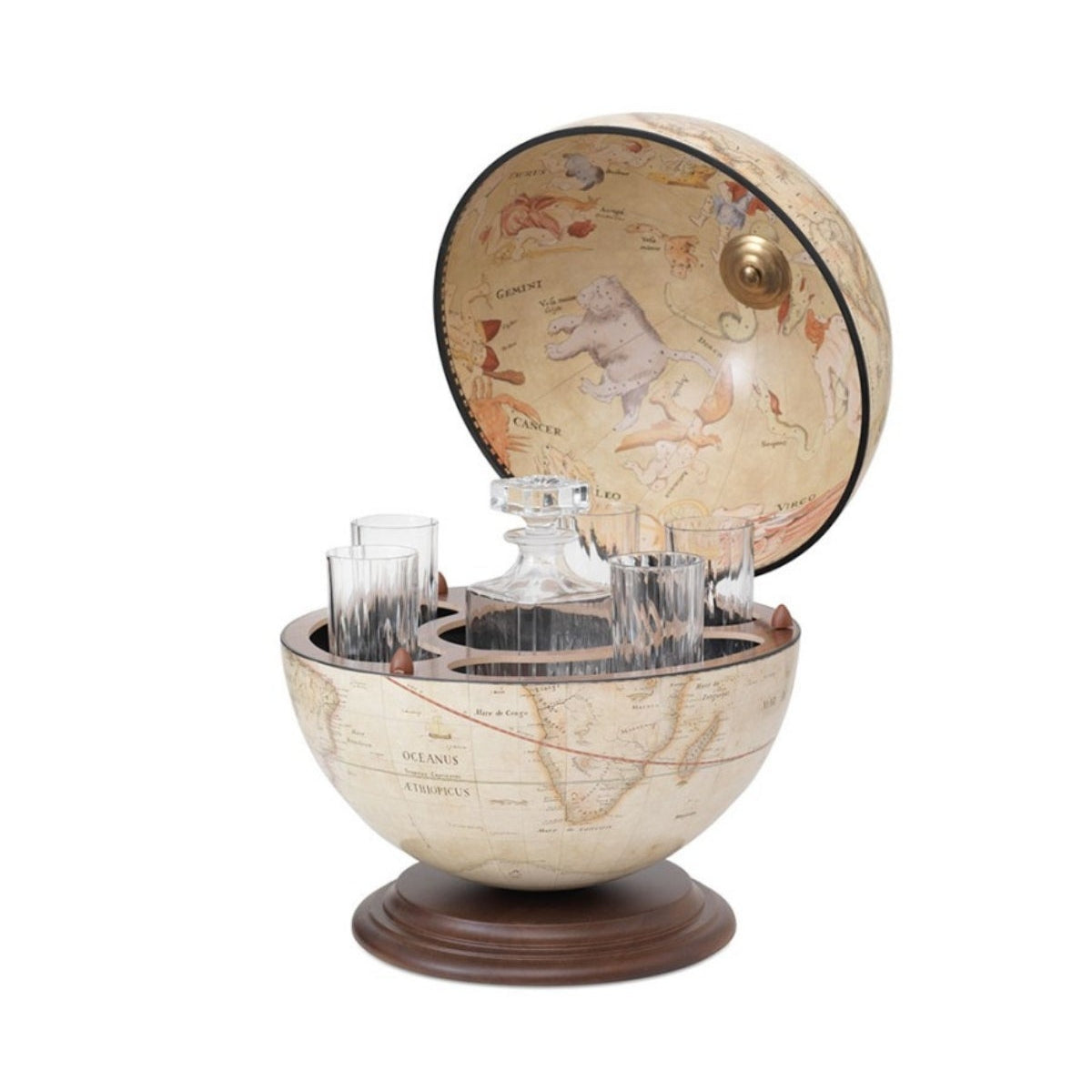 Zoffoli Giove Antik Beyaz Masaüstü Atlas Küre Bar 40 cm