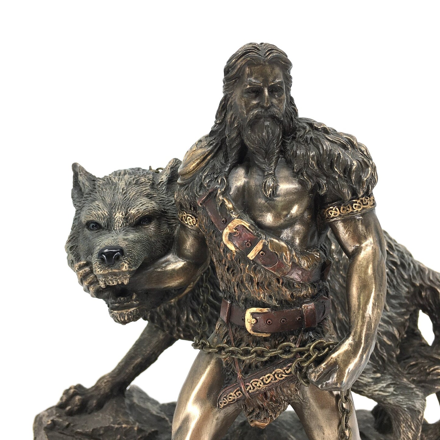 Norse God of War Tyr and Fenrir the Wolf Figurine