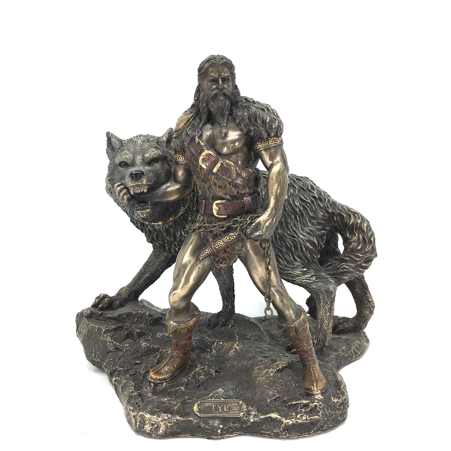 Norse God of War Tyr and Fenrir the Wolf Figurine