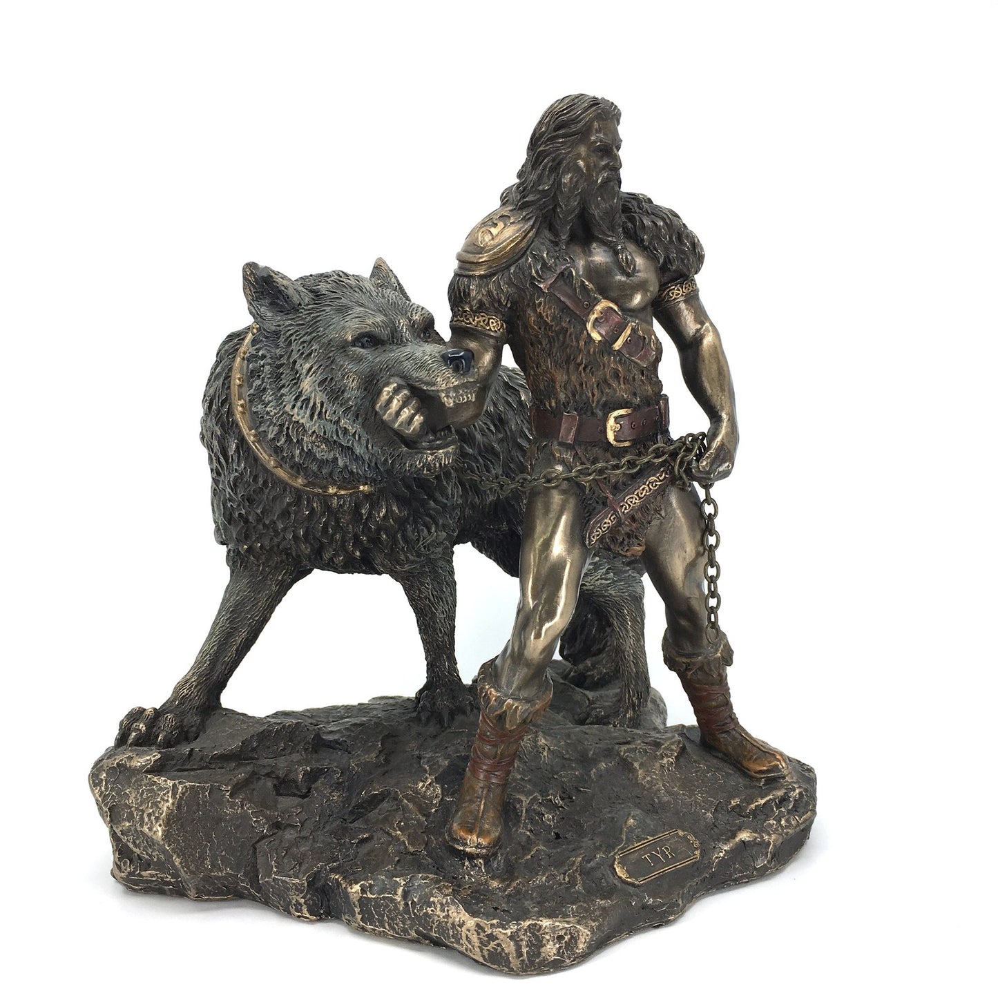 Norse God of War Tyr and Fenrir the Wolf Figurine