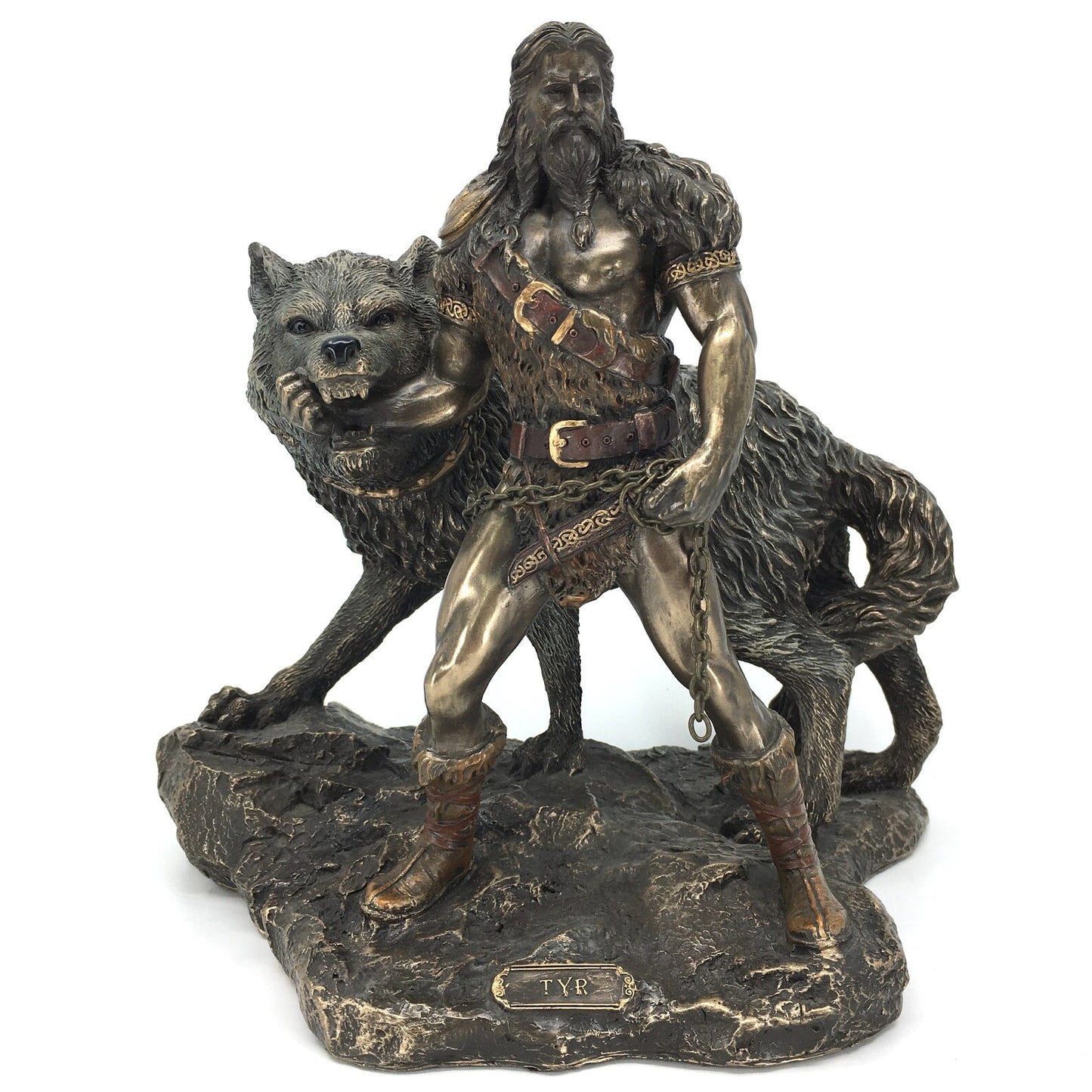 Norse God of War Tyr and Fenrir the Wolf Figurine