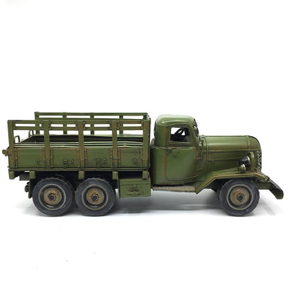 Metal Green Large Military Decorative Truck Figurine