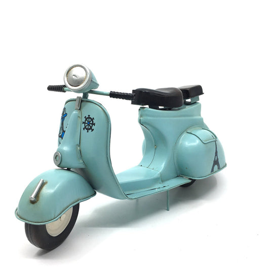 Klasik Mavi Dekoratif Eskitme Vespa Scooter Biblosu