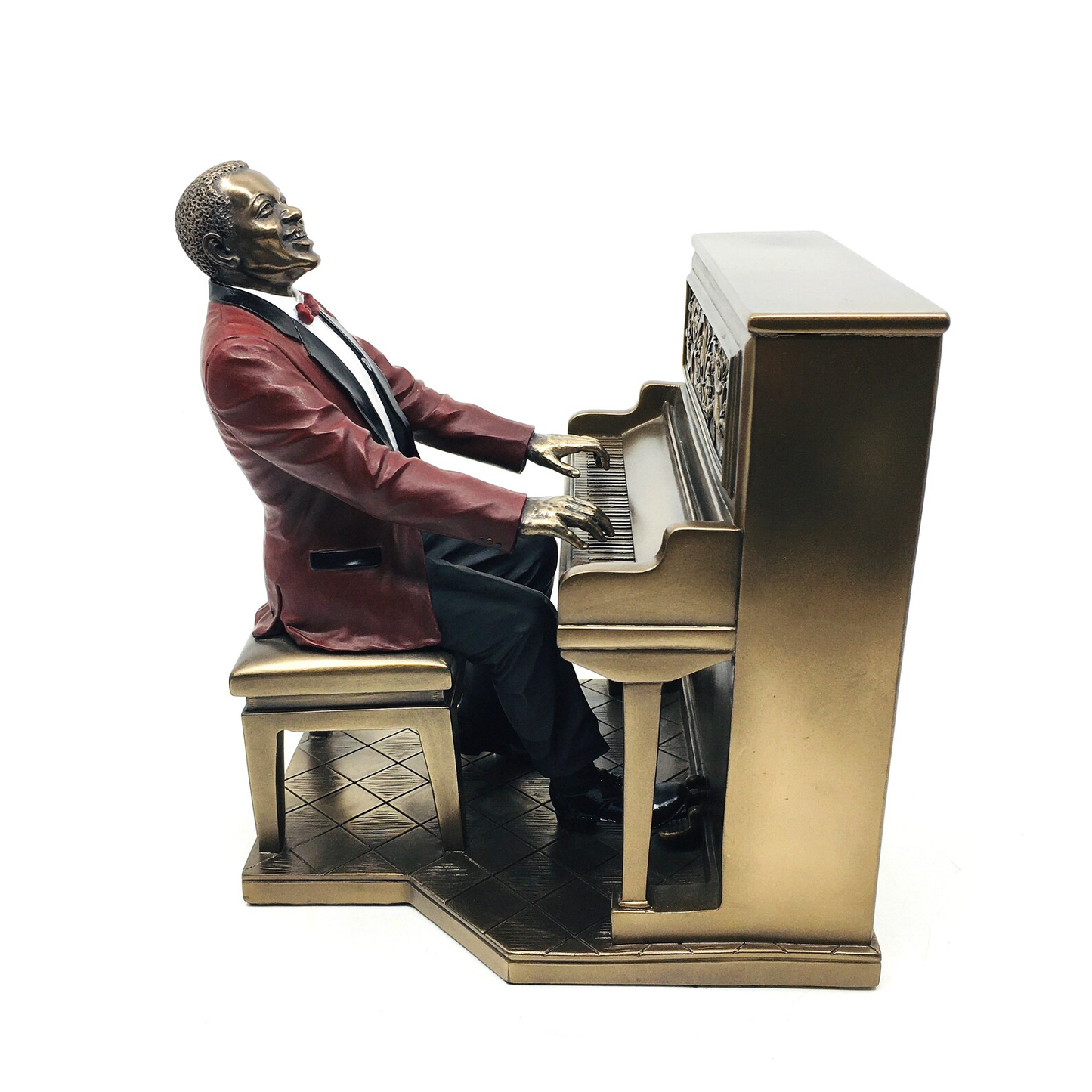 Male Black Jazz Musician Playing Piano Collectible Figurine