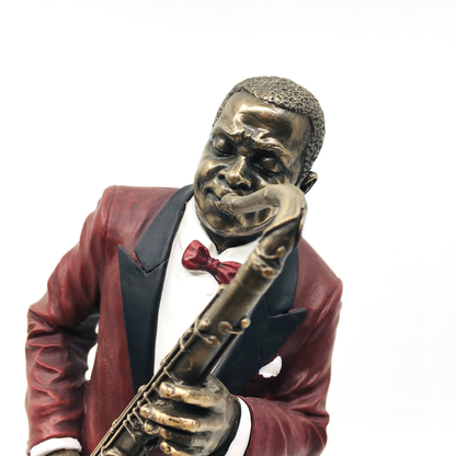 Black Jazz Musician Playing Saxophone Collectible Figurine