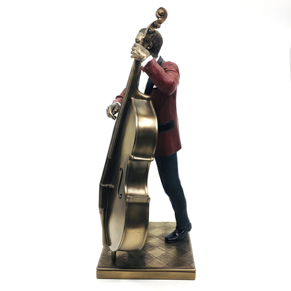 Figurine of Male Black Jazz Artist Playing Double Bass