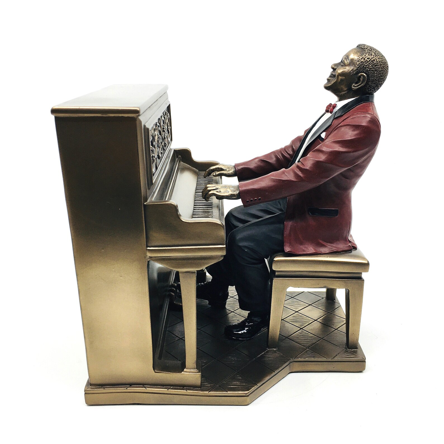 Male Black Jazz Musician Playing Piano Collectible Figurine