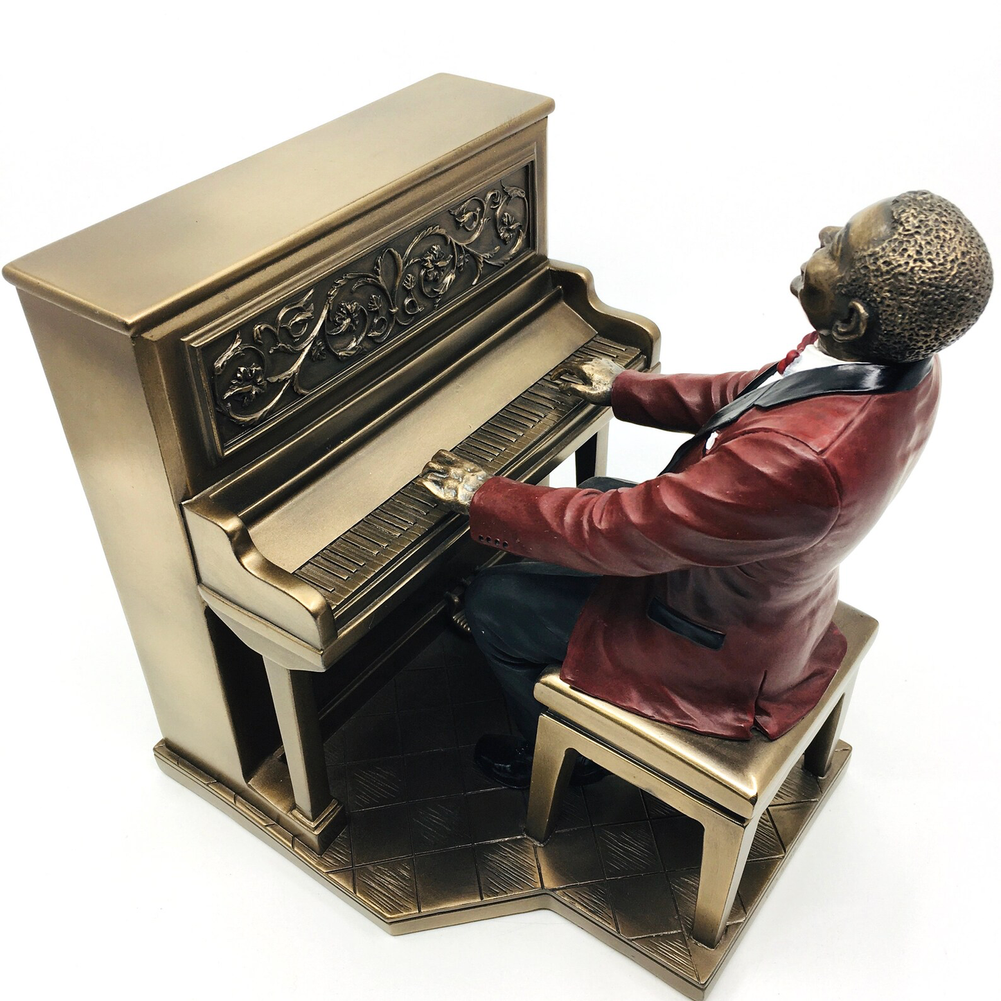 Male Black Jazz Musician Playing Piano Collectible Figurine