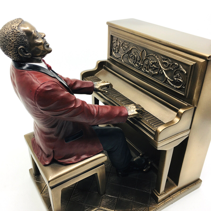 Male Black Jazz Musician Playing Piano Collectible Figurine