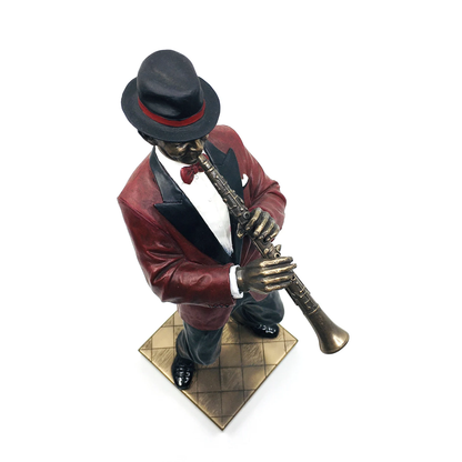 Male Black Jazz Musician Playing the Clarinet Collectible Figurine