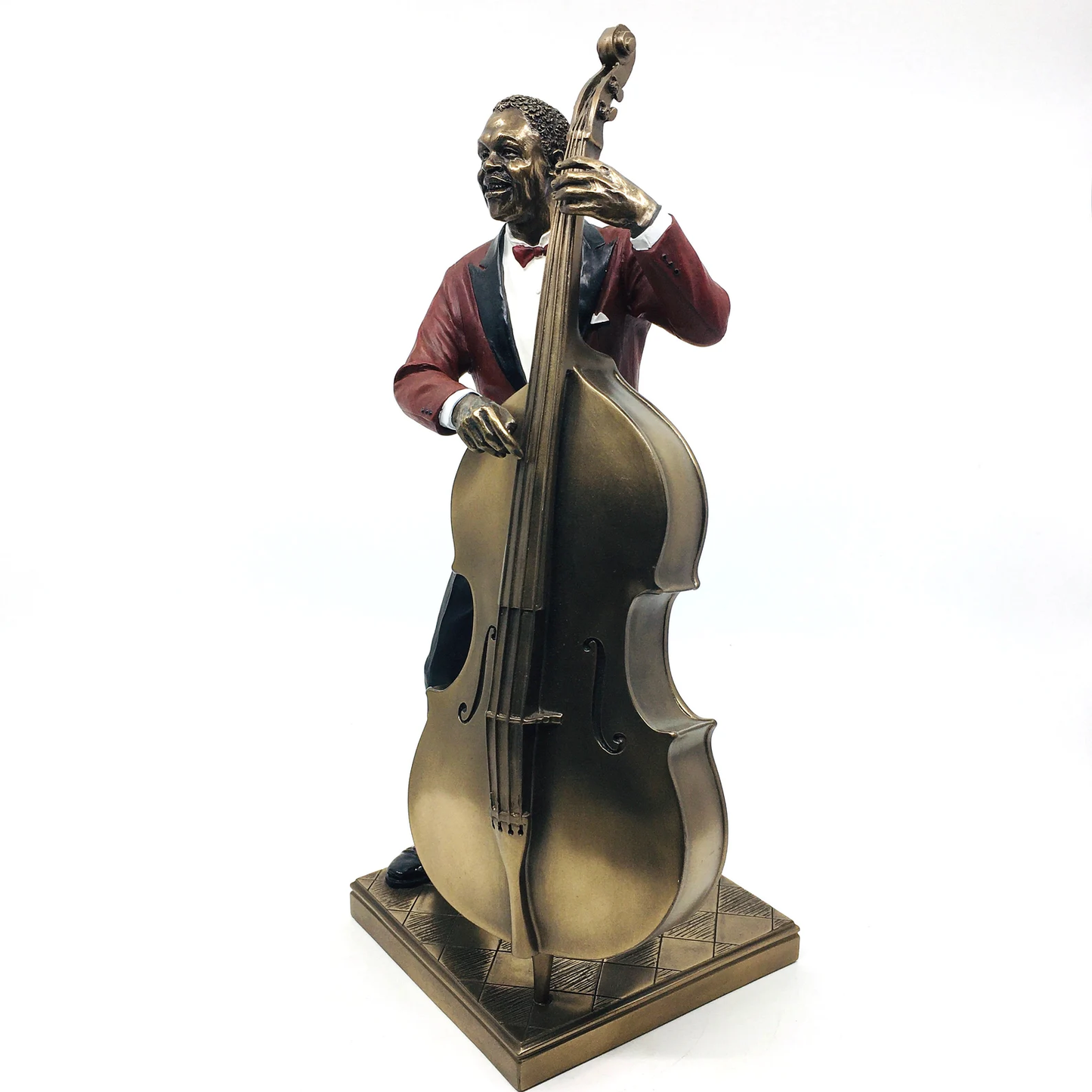 Figurine of Male Black Jazz Artist Playing Double Bass