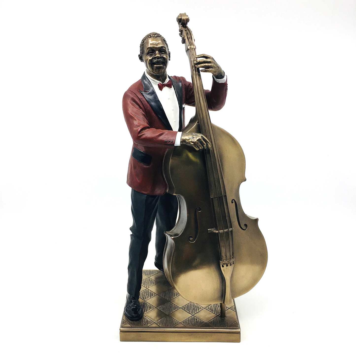 Figurine of Male Black Jazz Artist Playing Double Bass