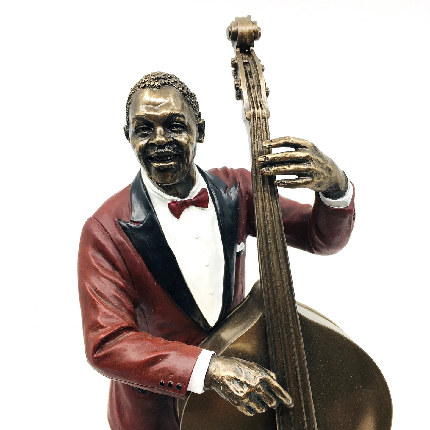 Figurine of Male Black Jazz Artist Playing Double Bass