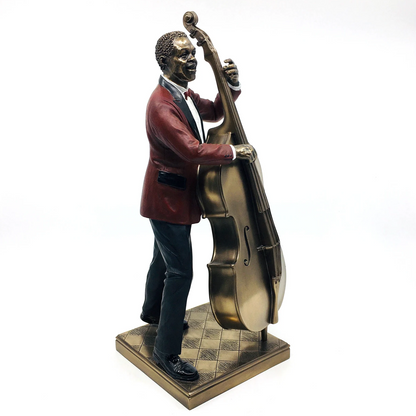 Figurine of Male Black Jazz Artist Playing Double Bass