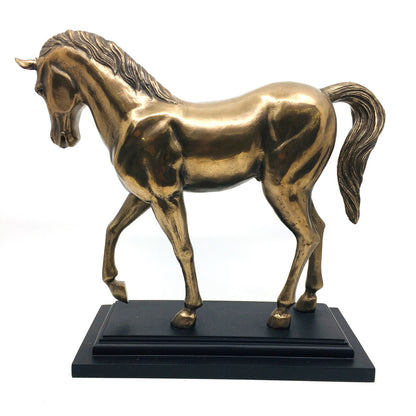 Bronze Color Horse Figurine with Black Base