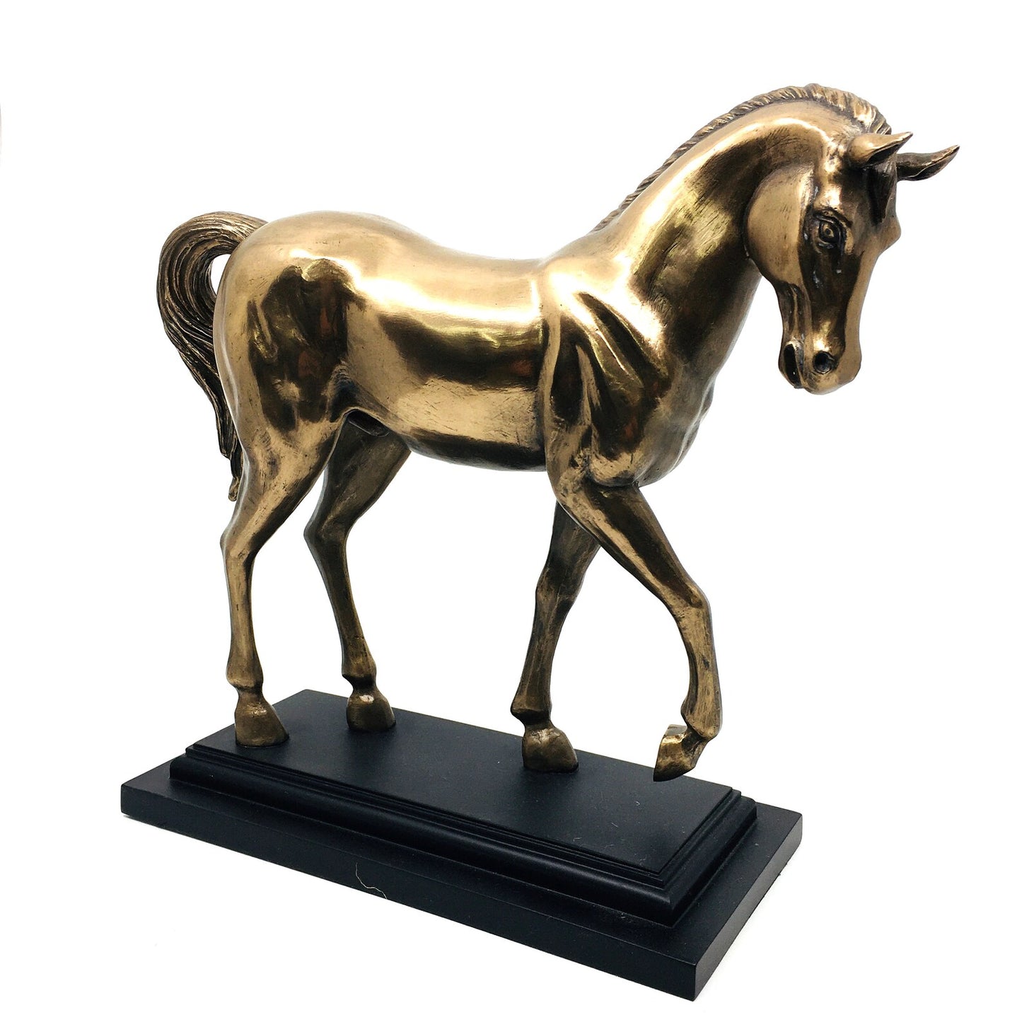 Bronze Color Horse Figurine with Black Base