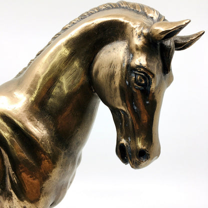 Bronze Color Horse Figurine with Black Base