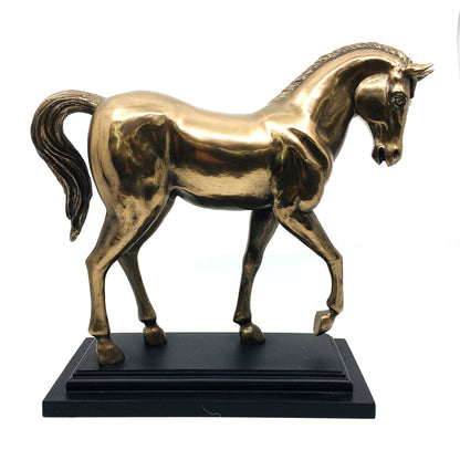 Bronze Color Horse Figurine with Black Base