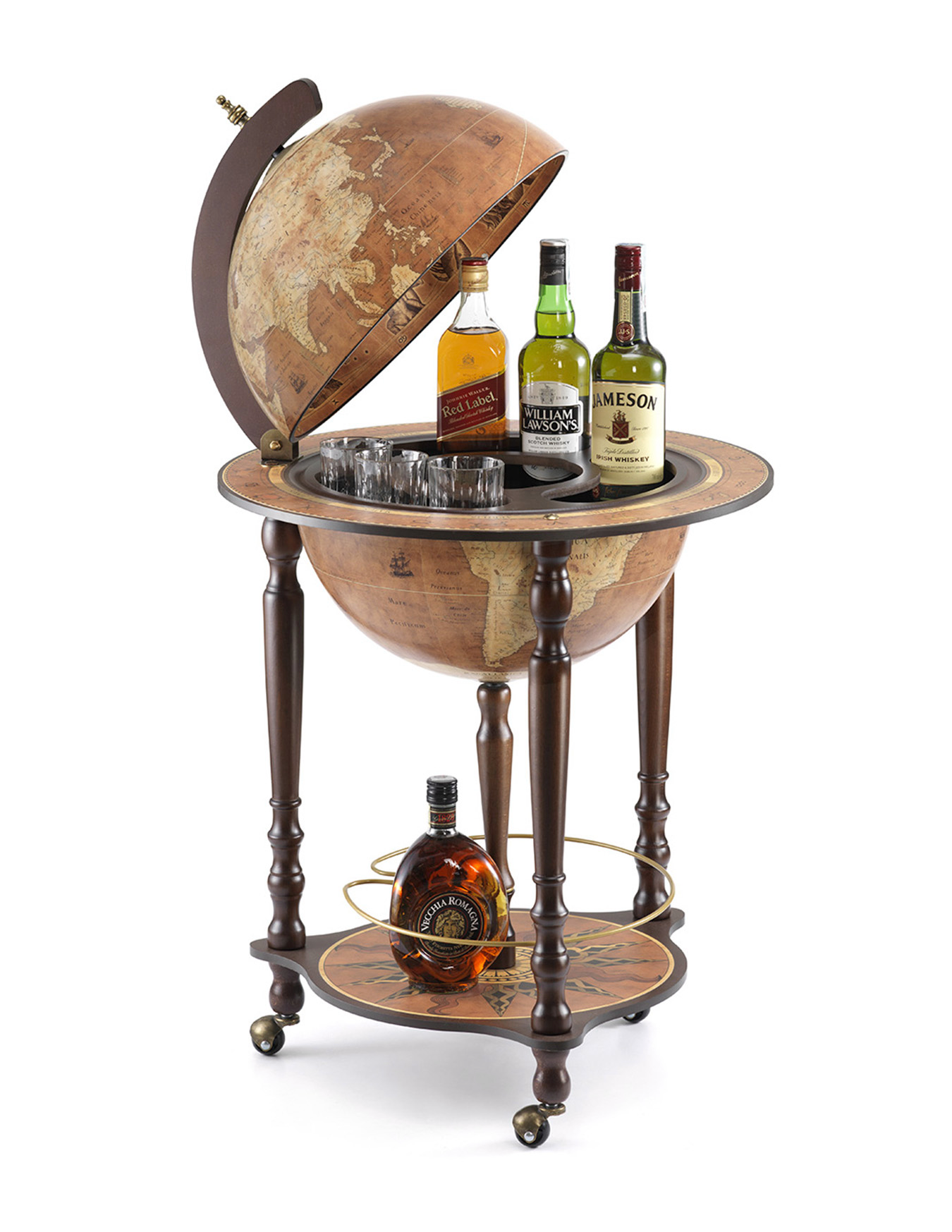 Zoffoli Da Vinci Mobile Liquor Cabinet with Legs and Wheels