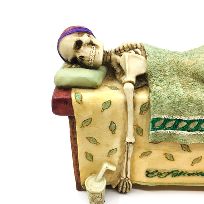 Fun Skeleton Woman Figurine Getting a Massage