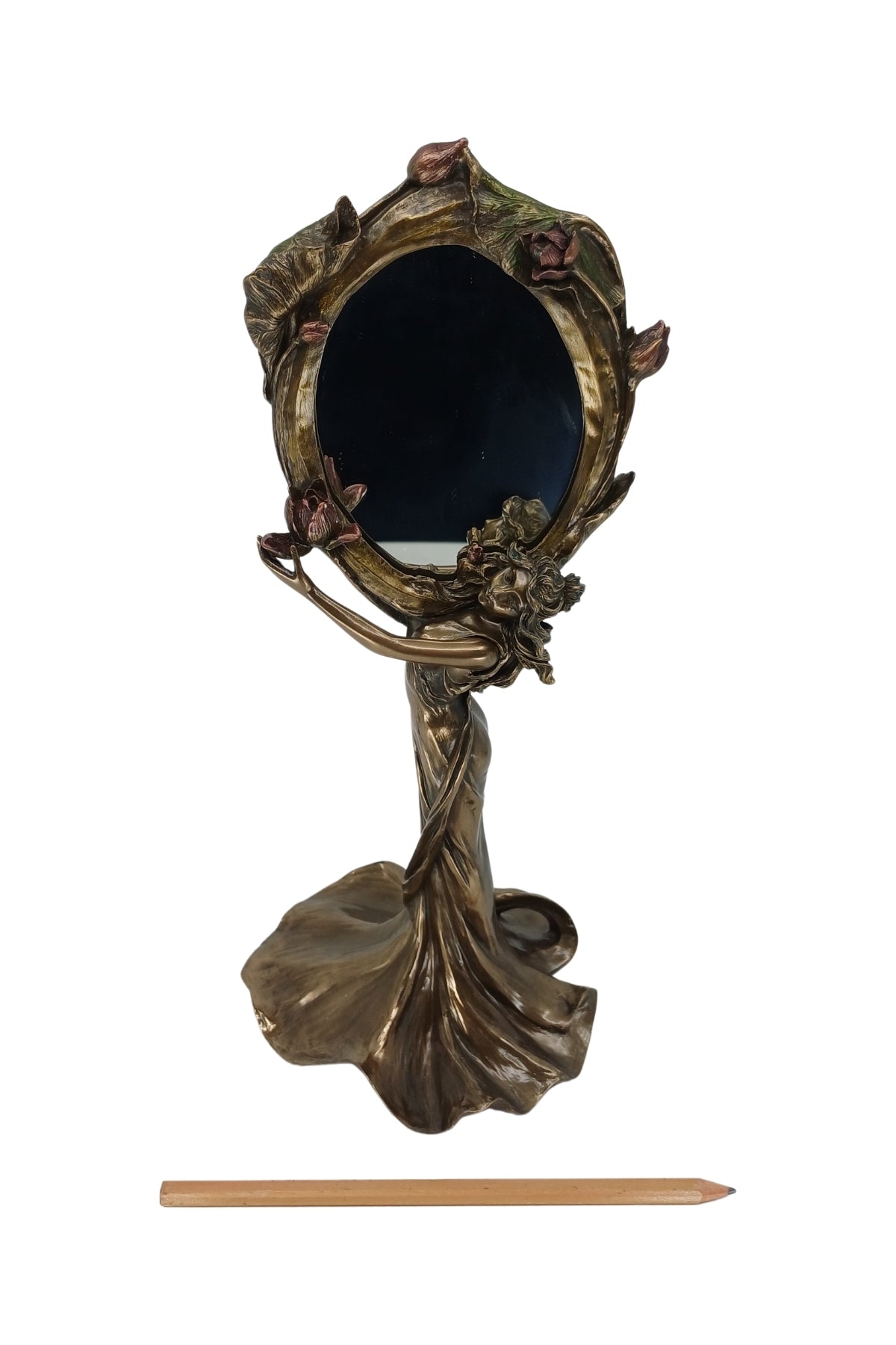 Veronese Art Nouveau Kadın Figürlü Ayaklı Makyaj Aynası - AN10199A4