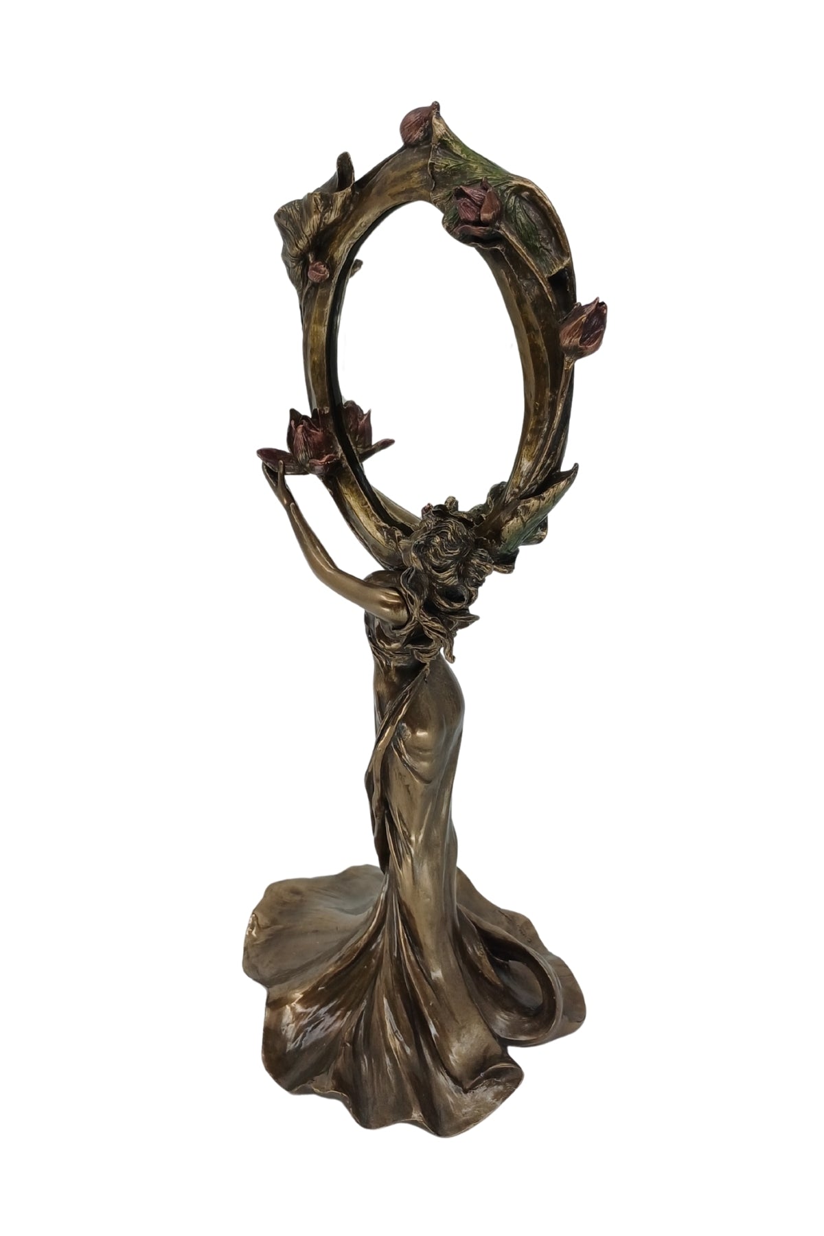 Veronese Art Nouveau Kadın Figürlü Ayaklı Makyaj Aynası - AN10199A4