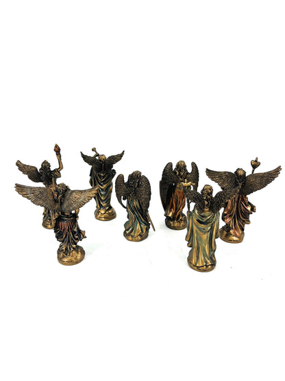 Veronese Design 7'li Başmelekler Bronz Küçük Biblo Seti – (WU78392YP)