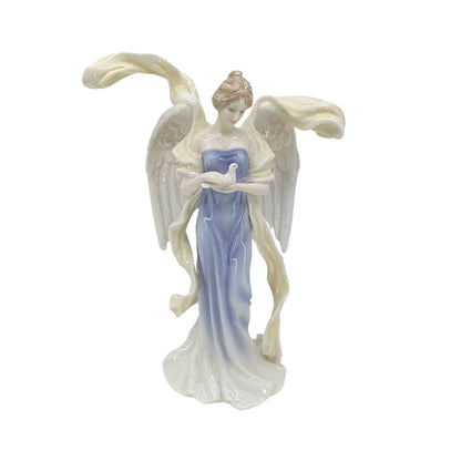 Veronese Güvercin Tutan Kanatları Açık Melek Sırlı Renkli Porselen Biblo - AP20096AA