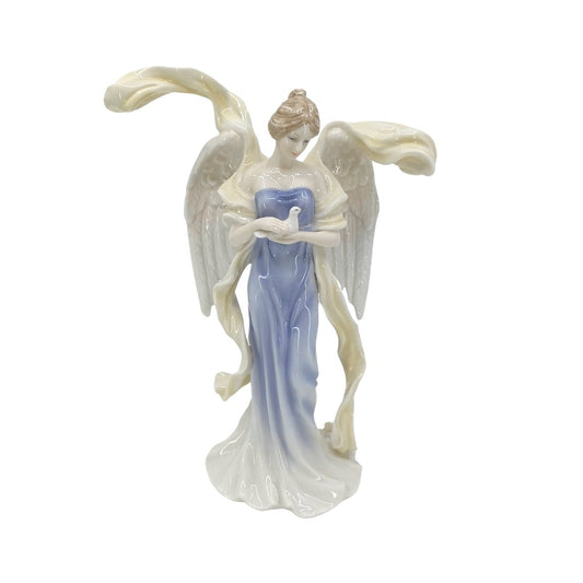 Veronese Güvercin Tutan Kanatları Açık Melek Sırlı Renkli Porselen Biblo - AP20096AA