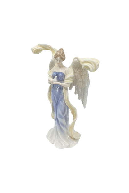 Veronese Güvercin Tutan Kanatları Açık Melek Sırlı Renkli Porselen Biblo - AP20096AA