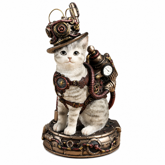 Veronese Steampunk Mekanik Şapkalı Kedi Biblosu | WU78054AA