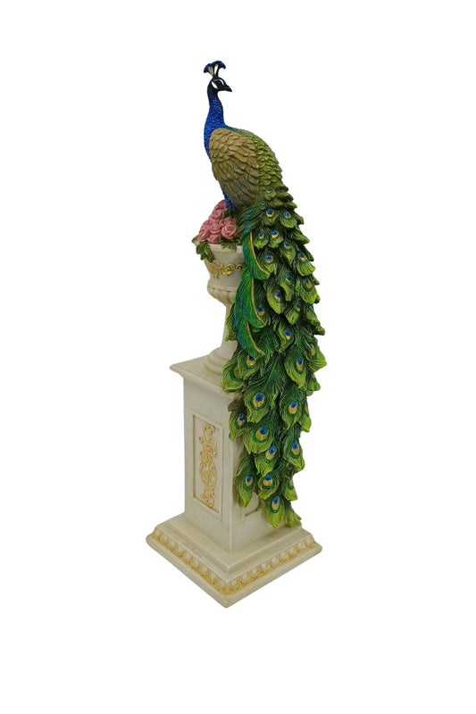 Veronese Tavuskuşu Biblo Antik Sütun Üstünde – WU78180AA